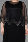 Kleider in Großen Größen Lang Chiffon Schwarz ABU5863