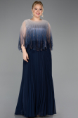 Kleider in Großen Größen Lang Chiffon Marineblau ABU5864
