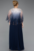 Kleider in Großen Größen Lang Chiffon Marineblau ABU5864