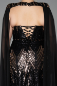 Abendkleid in Übergröße Lang Schuppig Schwarz ABU5830