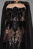 Abendkleid in Übergröße Lang Schuppig Schwarz ABU5830
