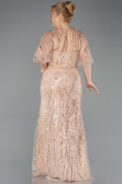 Abendkleid in Übergröße Lang Perlenbesetzt Gold ABU5800