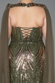 Abendkleid in Übergröße Lang Schuppig Khaki ABU5830