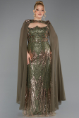 Abendkleid in Übergröße Lang Schuppig Khaki ABU5830