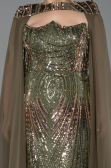 Abendkleid in Übergröße Lang Schuppig Khaki ABU5830