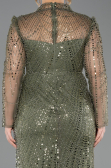 Abendkleid in Übergröße Lang Perlenbesetzt Khaki ABU5643