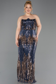 Abendkleid in Übergröße Lang Schuppig Marineblau ABU5830