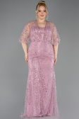 Abendkleid in Übergröße Lang Perlenbesetzt Puder ABU5800