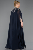 Abendkleid in Übergröße Lang Chiffon Marineblau ABU5845