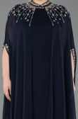 Abendkleid in Übergröße Lang Chiffon Marineblau ABU5845