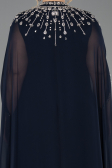 Abendkleid in Übergröße Lang Chiffon Marineblau ABU5845