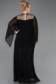 Kleider in Großen Größen Lang Chiffon Schwarz ABU5854