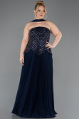 Abendkleid in Übergröße Lang Marineblau ABU5856