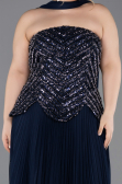 Abendkleid in Übergröße Lang Marineblau ABU5856