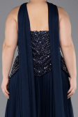 Abendkleid in Übergröße Lang Marineblau ABU5856