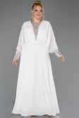 Kleider in Großen Größen Lang Chiffon Weiß ABU5860