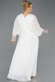 Kleider in Großen Größen Lang Chiffon Weiß ABU5860