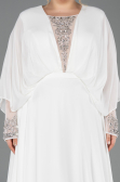 Kleider in Großen Größen Lang Chiffon Weiß ABU5860