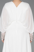 Kleider in Großen Größen Lang Chiffon Weiß ABU5860