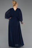 Kleider in Großen Größen Lang Chiffon Marineblau ABU5860