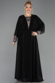 Kleider in Großen Größen Lang Chiffon Schwarz ABU5860