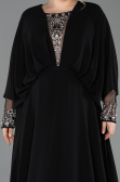 Kleider in Großen Größen Lang Chiffon Schwarz ABU5860