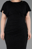 Abendkleid in Übergröße Midi Schwarz ABK2535