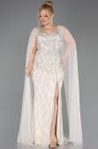 Abendkleid in Übergröße Lang Steinbesetzt Beige ABU5752