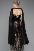 Abendkleid in Übergröße Lang Schuppig Schwarz ABU5830