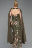 Abendkleid in Übergröße Lang Schuppig Khaki ABU5830