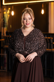 Kleider in Großen Größen Lang Chiffon Braun ABU5859