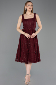Abendkleid Midi Spitze Weinrot ABK2549
