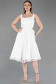 Abendkleid Midi Spitze Weiß ABK2549