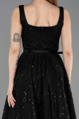 Abendkleid Midi Spitze Schwarz ABK2549