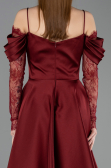 Partykleid Midi Satin Weinrot ABK2552
