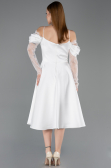 Partykleid Midi Satin Weiß ABK2552