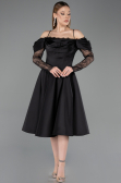 Partykleid Midi Satin Schwarz ABK2552