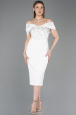 Abendkleid Midi Weiß ABK2555