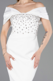 Abendkleid Midi Weiß ABK2555