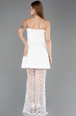 Abendkleid Kurz Spitze Weiß ABK2557