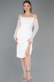Partykleid Midi Spitze Weiß ABK2558