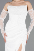 Partykleid Midi Spitze Weiß ABK2558