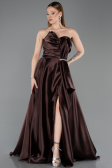 Braun Abendkleid Satin Lang ABU4561