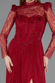 Standesamtkleid Lang Spitze Weinrot ABU5887