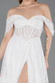 Standesamtkleid Lang Spitze Weiß ABU5867