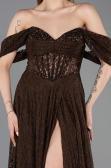Standesamtkleid Lang Spitze Braun ABU5867