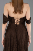 Standesamtkleid Lang Spitze Braun ABU5867