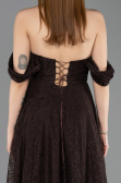 Standesamtkleid Lang Spitze Dunkelbraun ABU5867