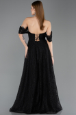 Standesamtkleid Lang Spitze Schwarz ABU5867
