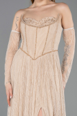 Standesamtkleid Lang Spitze Beige ABU5887
